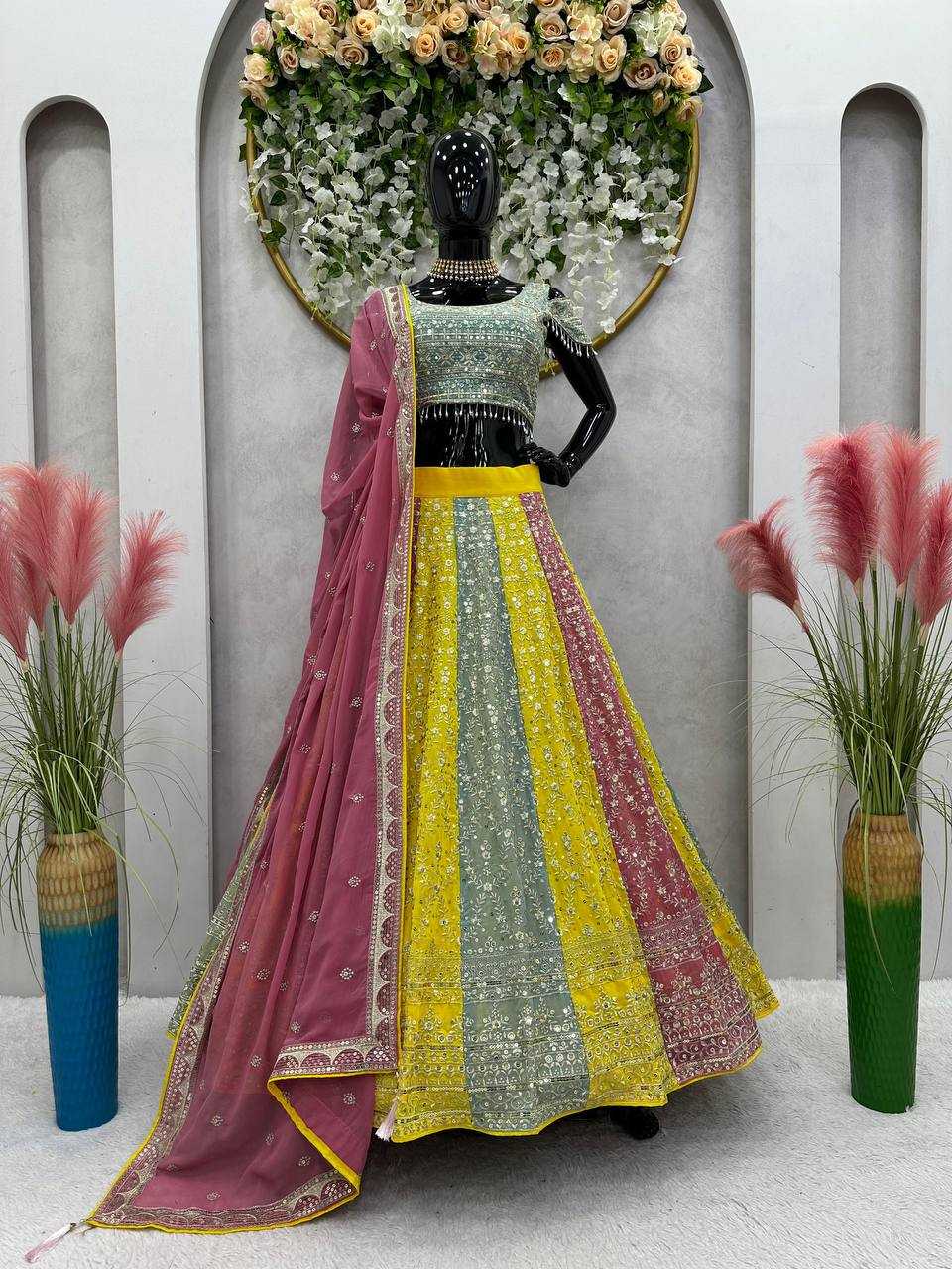 YNF FAUX GEORGETTE RIN162 221 WHOLESALE  LEHENGAS MANUFACTURER