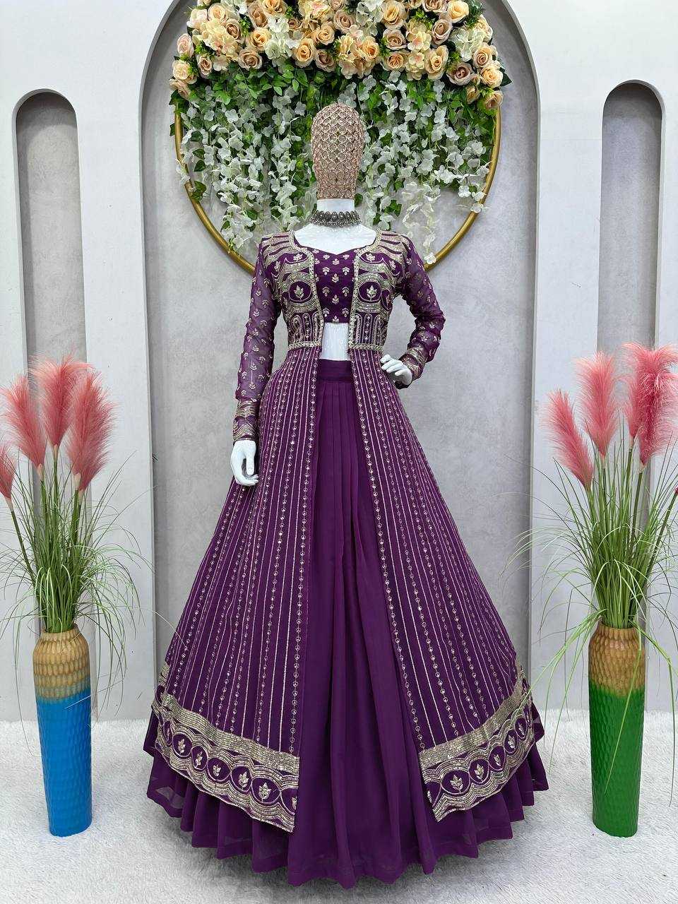 YNF FAUX GEORGETTE RIN162 235 WHOLESALE LEHENGAS MANUFACTURER