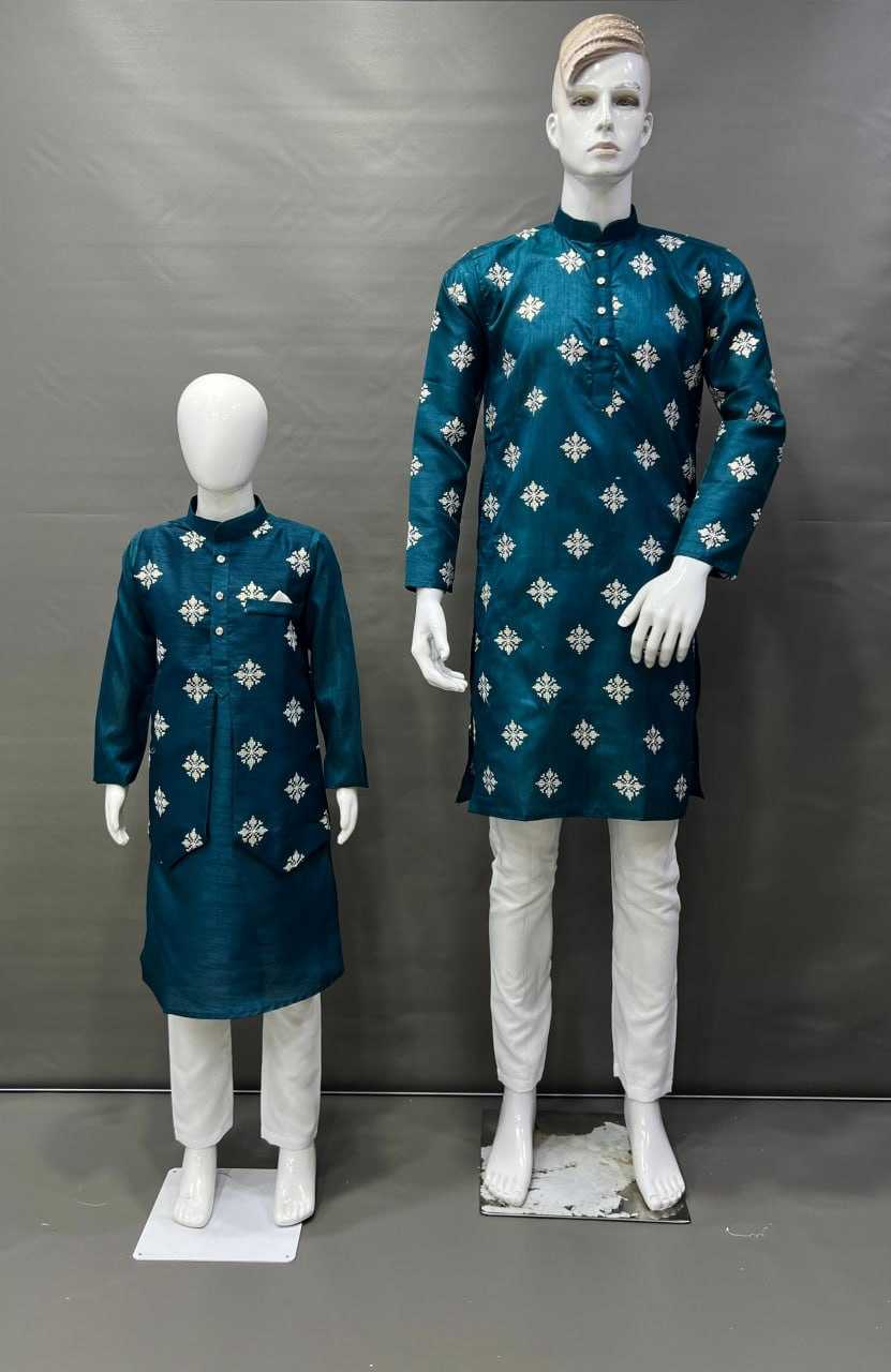 YNF PARBON SILK RBV GOLDEN WHOLESALE MENS & KIDS COMBO SET MANUFACTURER