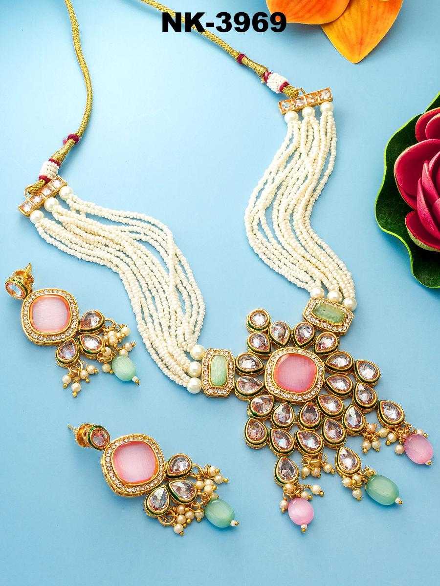 YNF KUNDAN NECKLACE LOX 3969 WHOLESALE WOMENS JEWELLREY MANUFACTURER 