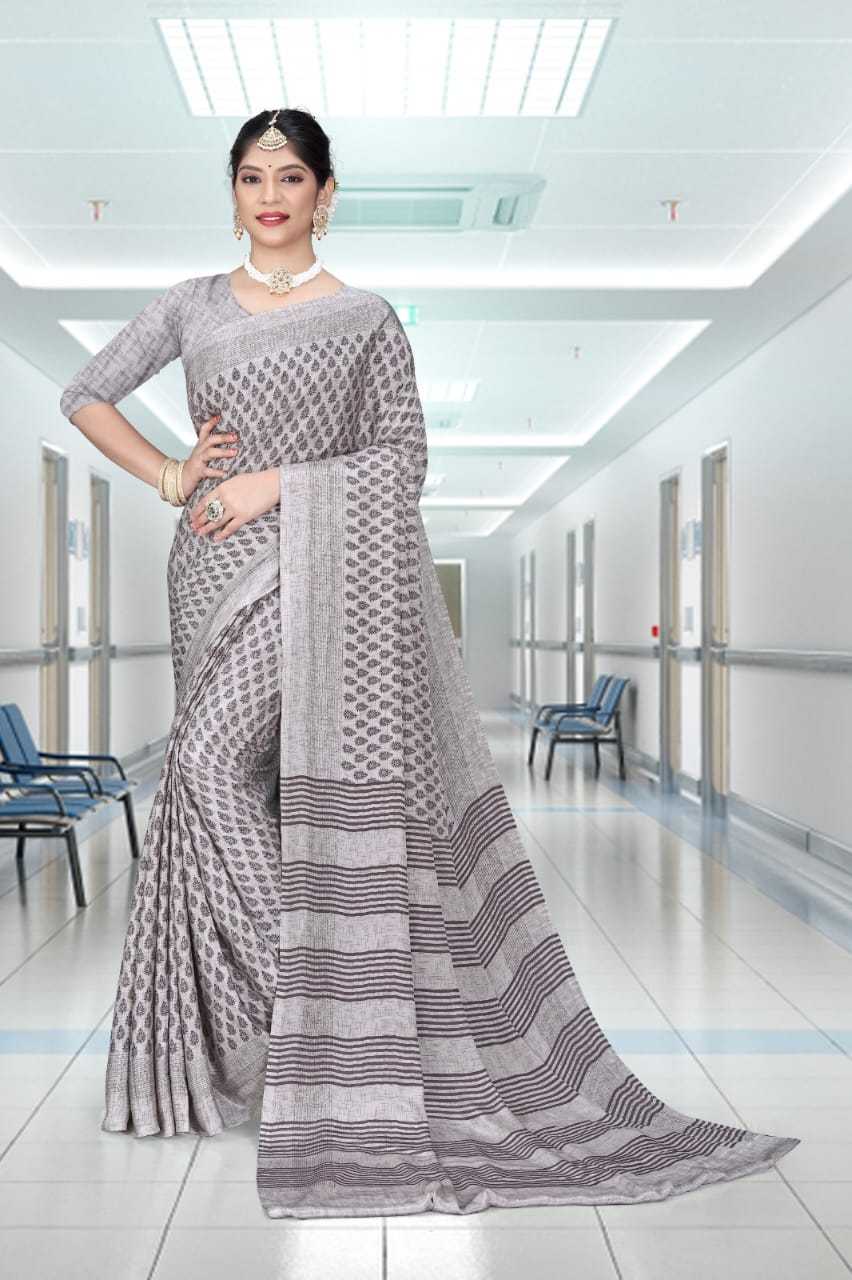 YNF ITALIAN CRAPE SAG UNIFORM-D SAREES WHOLESALE UNIFORM SAREES MANUFACTURER     