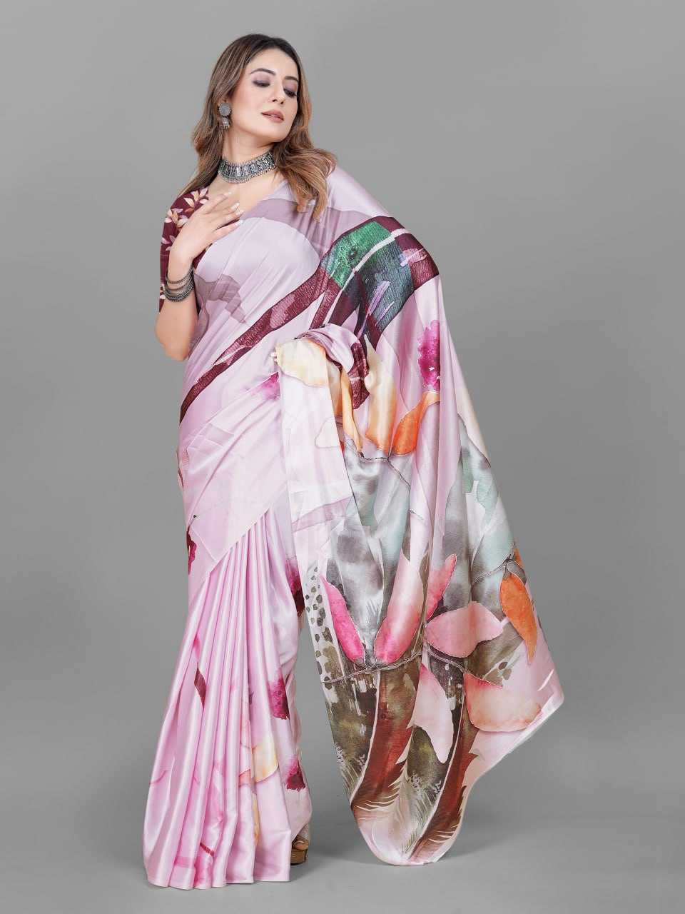 YNF CREPE SRRT JAPAN CRAPE7 SAREES WHOLESALE PRINTED LADIES CREPE SATIN SAREES MANUFACTURER