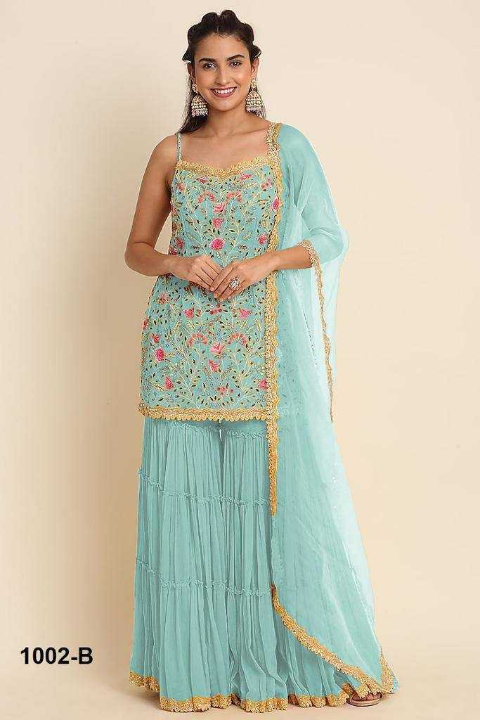 YNF FAUX GEORGETTE KSB 1002-B SUITS & DRESSES WHOLESALE SEMI STITCHED SUITS MANUFACTURER