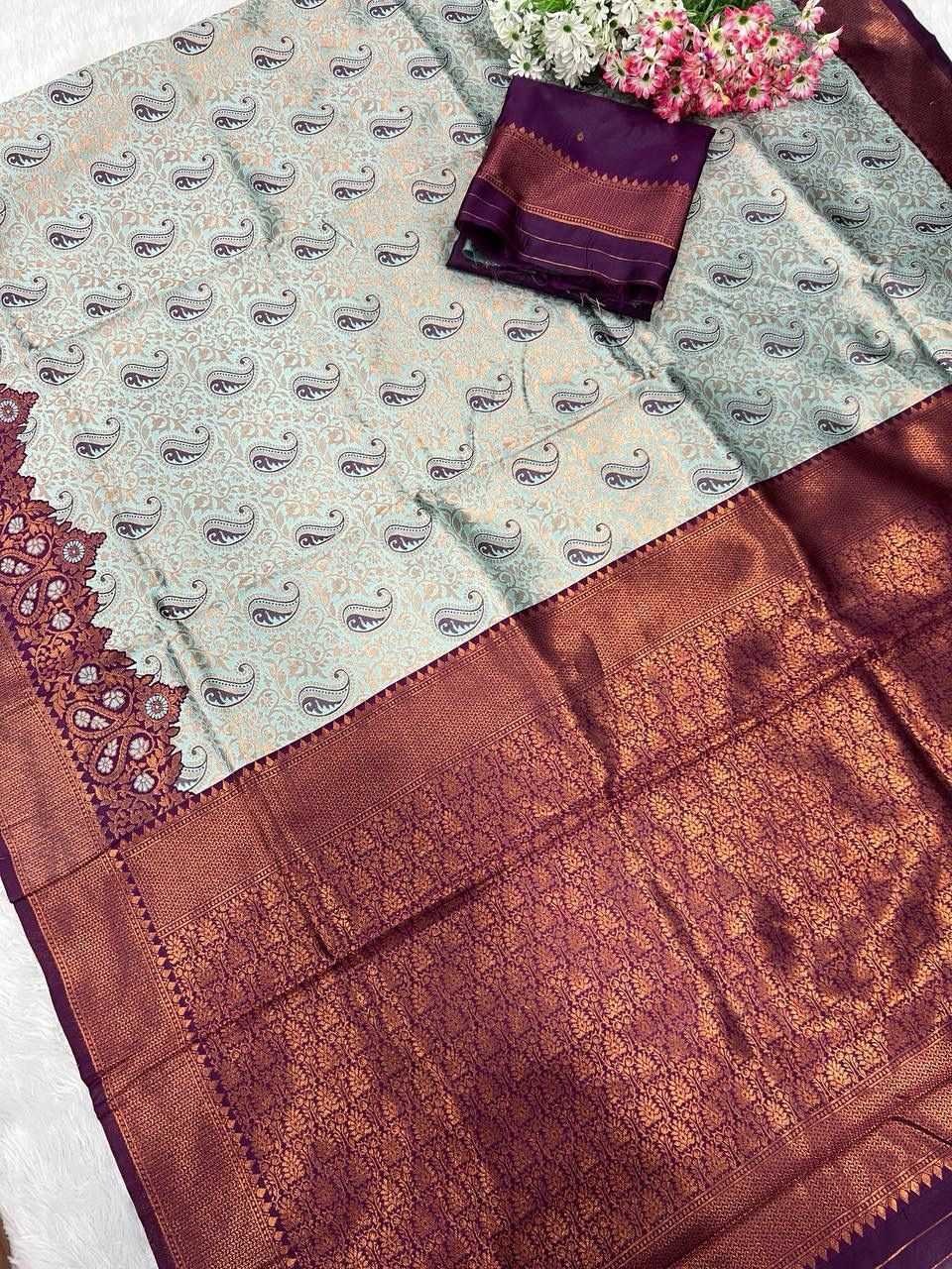 YNF TISSUE RLC 624 SAREES WHOLESALE LADIES KANCHIPURAM ZARI BORDER SAREES MANUFACTURER