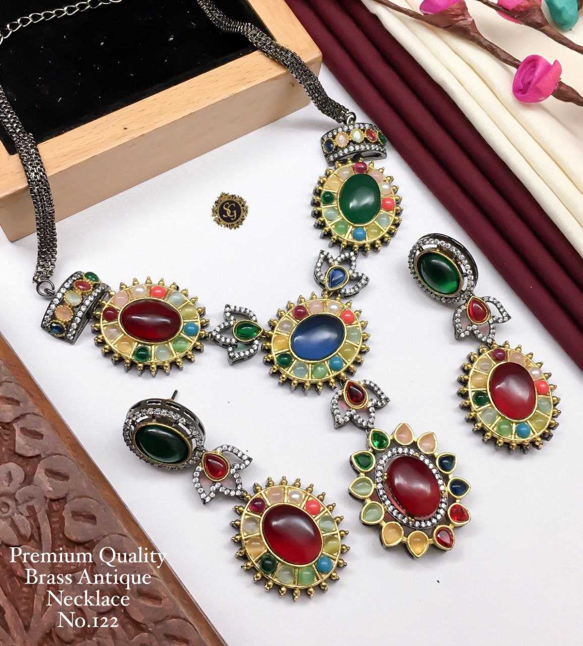 YNF BRASS ANTIQUE61 WOMENS JEWELLREY WHOLESALE ANTIQUE NECKLACES SET MANUFACTURER