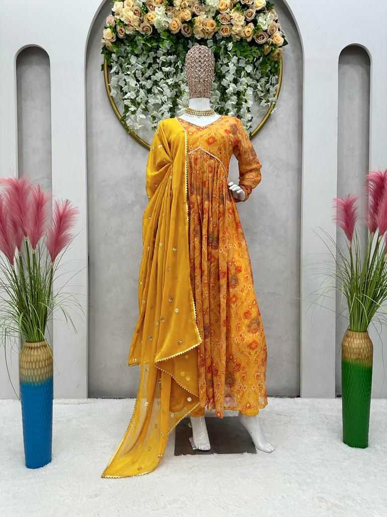 YNF GEORGETTE RIN169 - 5575 SUIT WHOLESALE ALIA CUT,PRINTED,GEORGETTE SUIT MANUFACTURER