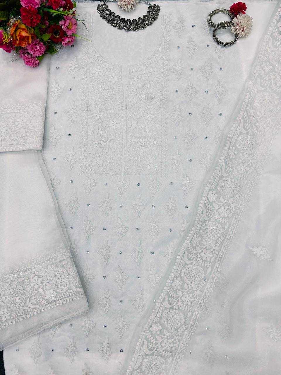 YNF ORGANZA SILK RIN133 1446 SUITS & DRESSES WHOLESALE UNSTITICHED SUITS MANUFACTURER