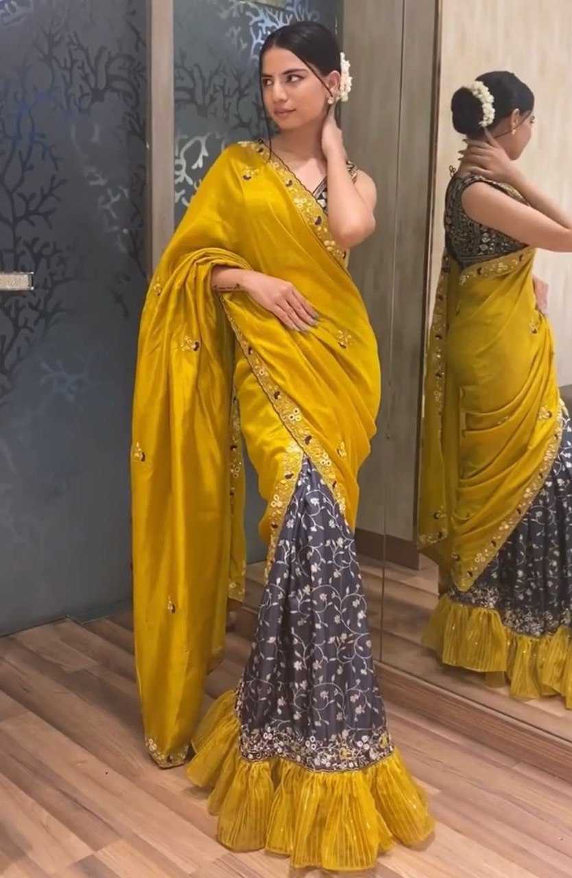 YNF SILK RIN141 1549 SAREES WHOLESALE PARTY WEAR FANCY SEQUENCE MIRROR WORK SAREES MANUFACTURER