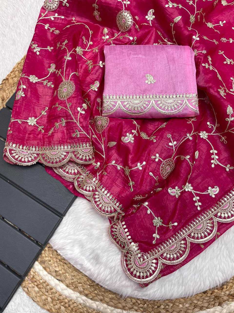 YNF SOFT GOLD CRUSH RIN143 444 SAREES WHOLESALE GOTA PAATI WORK CUTWORK WEIGHTLESS SAREES MANUFACTURER