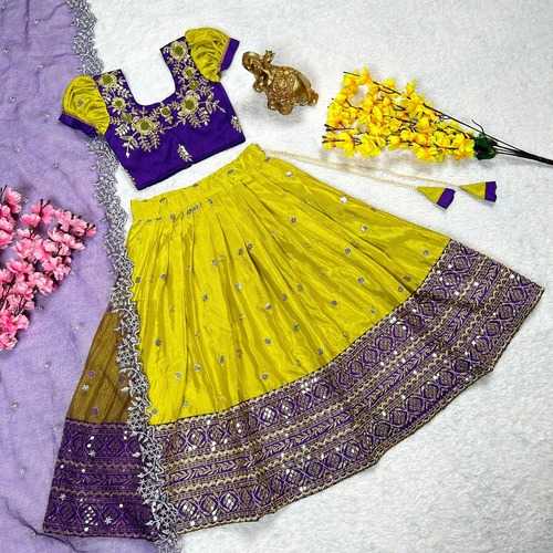 YNF CHINON SILK KESH109 RRKT67 KIDS WEAR WHOLESALE KIDS LEHENGAS MANUFACTURER