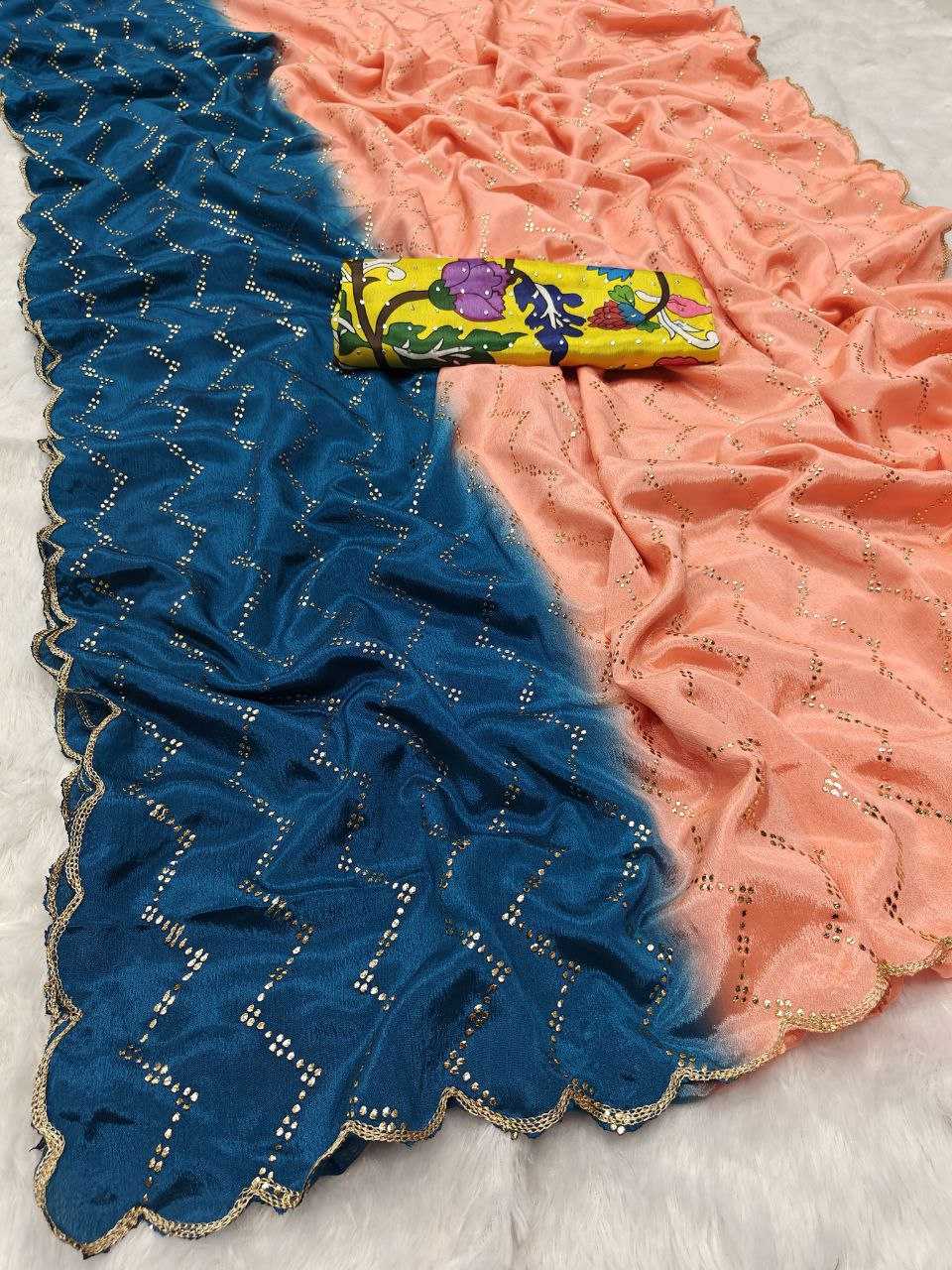 YNF CHINON SILK KESH189 Suhani-12 SAREES WHOLESALE HALF AND HALF WORK CUTWORK SILK SAREES MANUFACTURER