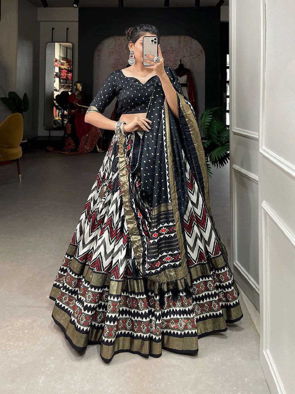 YNF DOLA SILK KESH187 Zickzack LEHENGAS WHOLESALE SILK PRINTED TRADITIONAL LEHENGAS MANUFACTURER