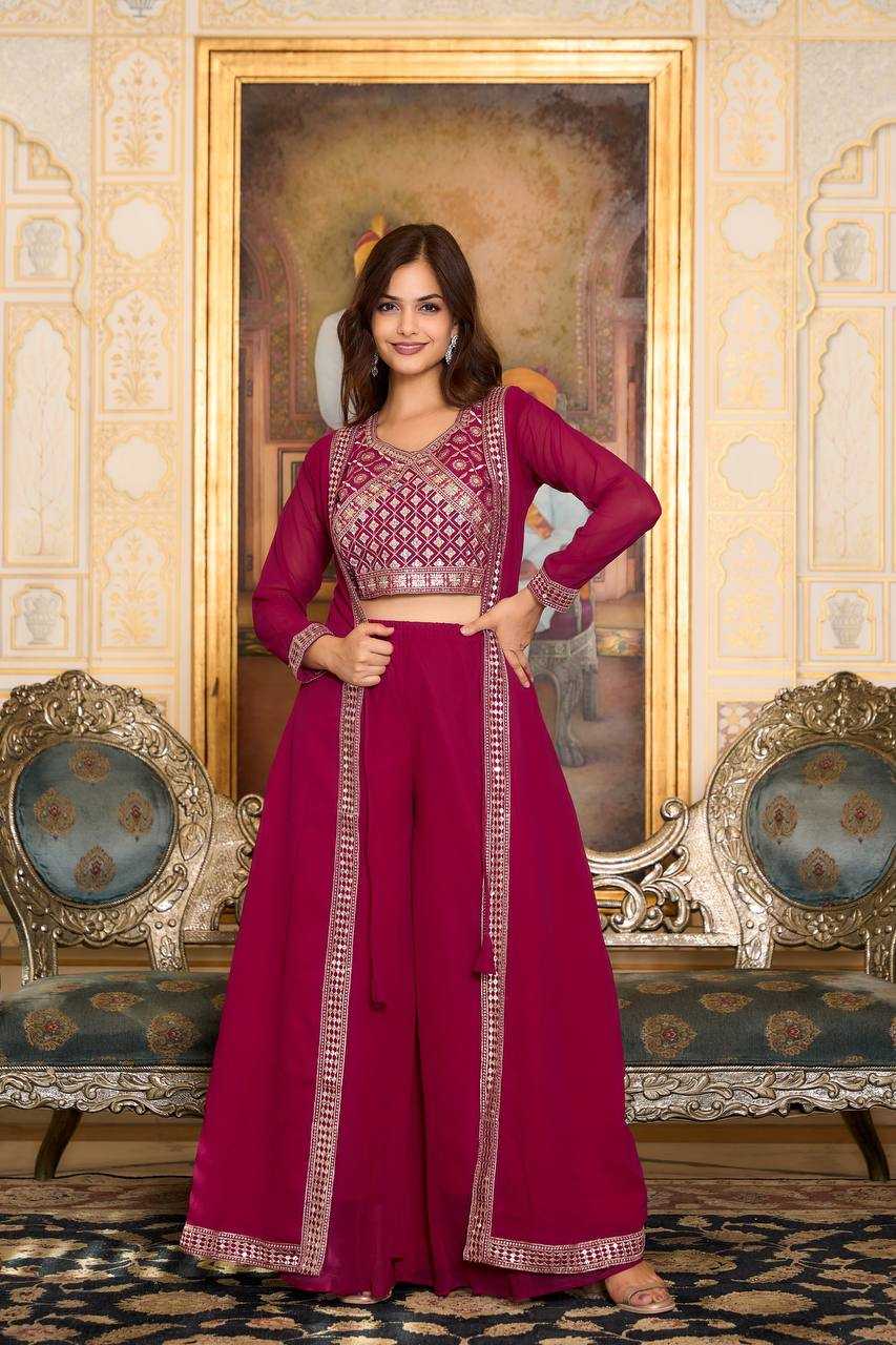 YNF FAUX GEORGETTE KESH127 036 SUITS & DRESSES WHOLESALE INDO WESTERN DRESSES EMBROIDERY GEORGETTE SUITS MANUFACTURER