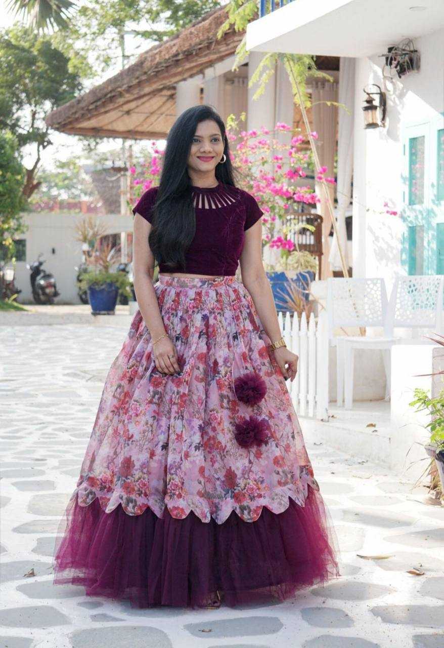 YNF FAUX GEORGETTE KESH211 LDY84 LEHENGAS WHOLESALE FANCY PRINTED  GEORGETTE CROP TOP PINK LEHENGAS MANUFACTURER