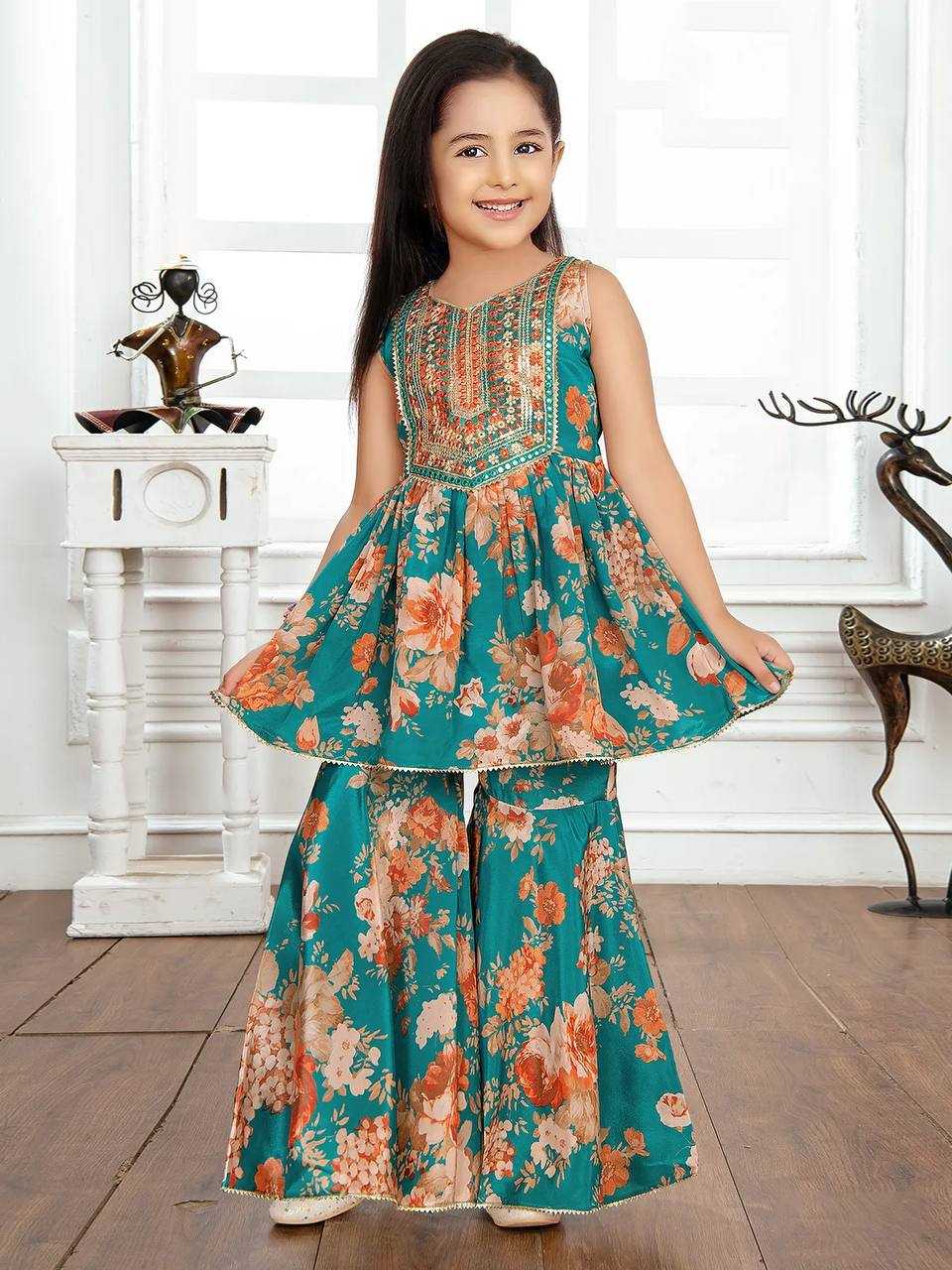 YNF FAUX GEORGETTE RIN154 184 KIDS WEAR WHOLESALE KIDS SHARARA KIDS SUITS KIDS ETHNIC KIDS TRADITIONAL OUTFITS KIDS FESTIVE KIDS DIWALI CLOTHES KIDS PARTY WEAR ETHNIC MANUFACTURER