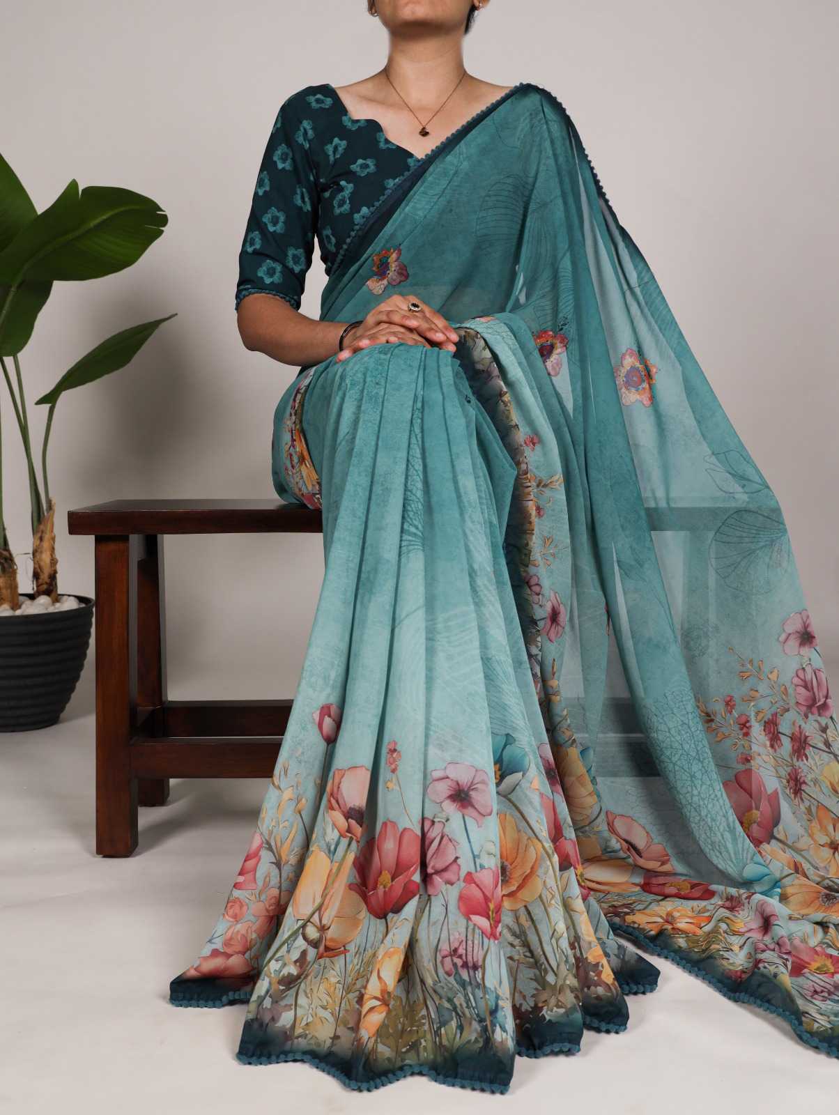 YNF GEORGETTE KESH135 7009 SAREES WHOLESALE PRINTED GEORGETTE LADIES SAREES MANUFACTURER