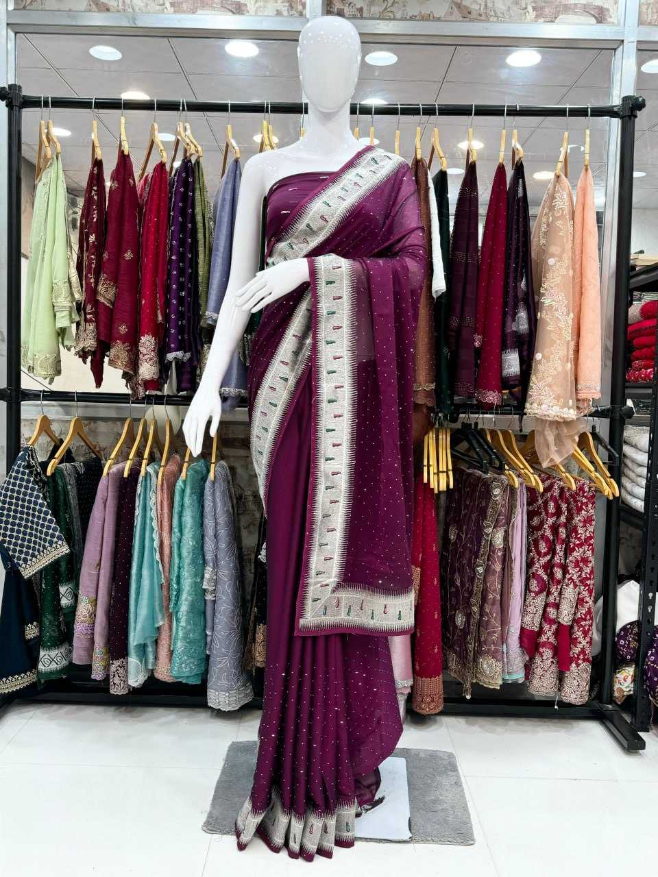 YNF RANGOLI SILK KESH114 3586 SAREES WHOLESALE WORK EMBROIDERED SWAROVSHI ZARI BORDER DIWALI WEDDING SAREES MANUFACTURER