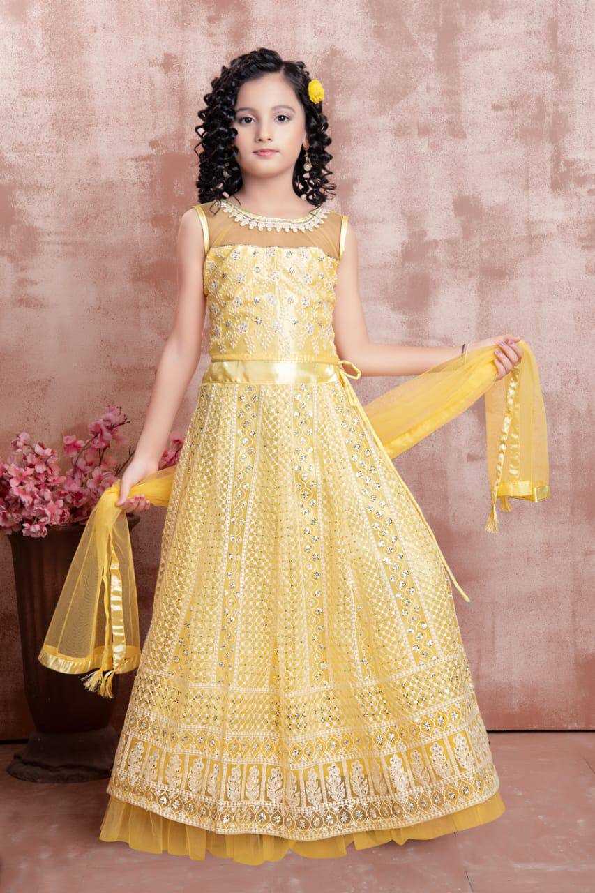 YNF SOFT NET RIN131 1612 KIDS WEAR WHOLESALE KIDS LEHENGAS MANUFACTURER