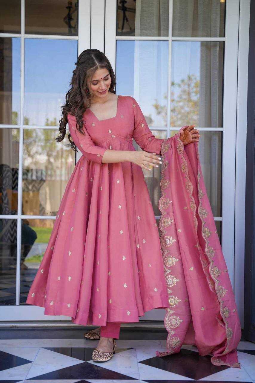 YNF CHINON KESH232 985 GOWNS WHOLESALE EMBROIDERY ANARKALI SILK FANCY GOWNS MANUFACTURER - Deevit International