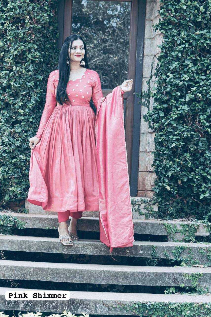 YNF CHINON SILK KESH232 982 GOWNS WHOLESALE FANCY ANARKALI SILK GOWNS MANUFACTURER - Deevit International