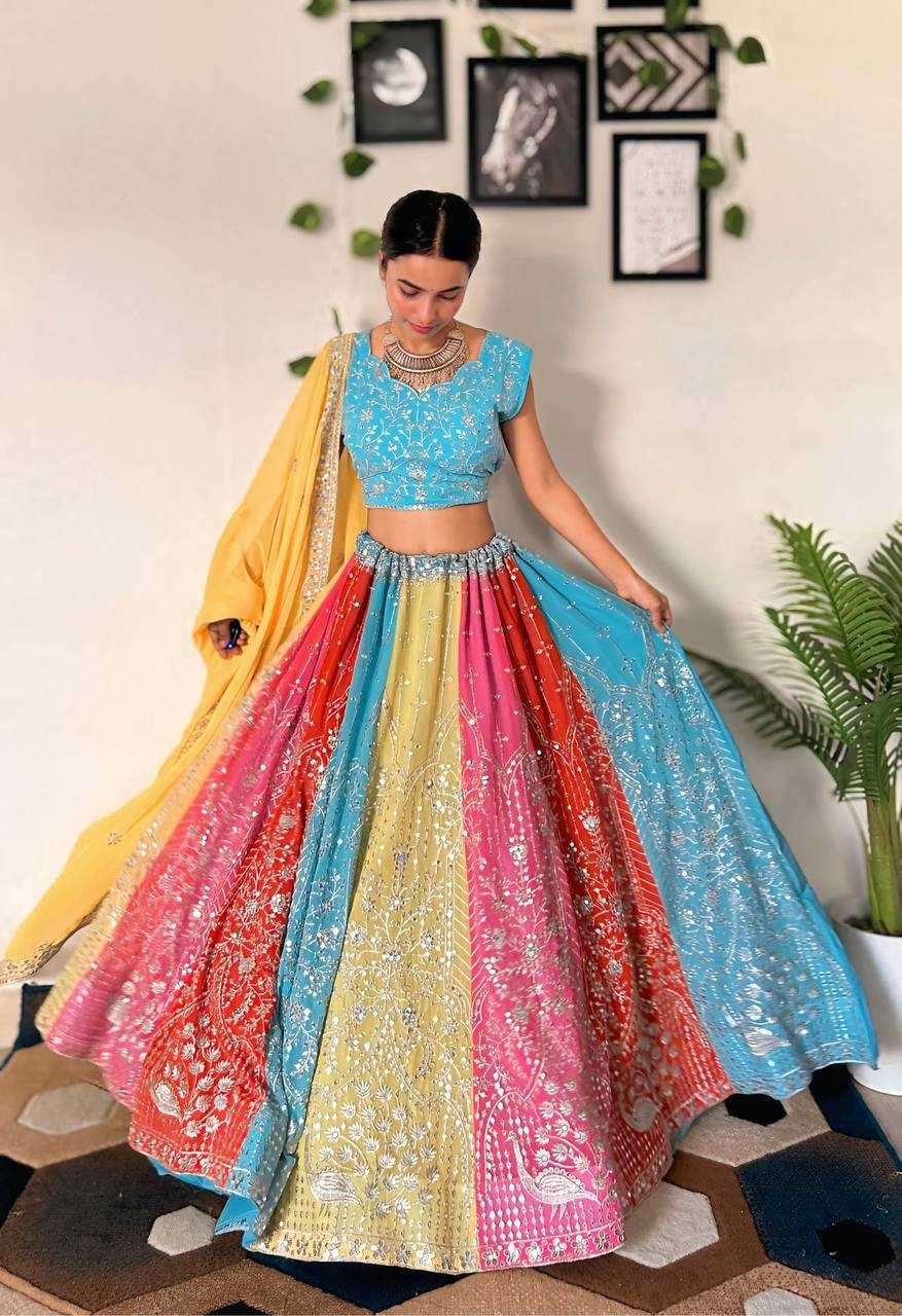 YNF FAUX GEORGETTE RIN114 5010 LEHENGAS WHOLESALE EMBROIDERED GEORGETTE LEHENGA WITH DUPATTA LEHENGA WITH CANCAN LEHENGA WITH BLOUSE MANUFACTURER