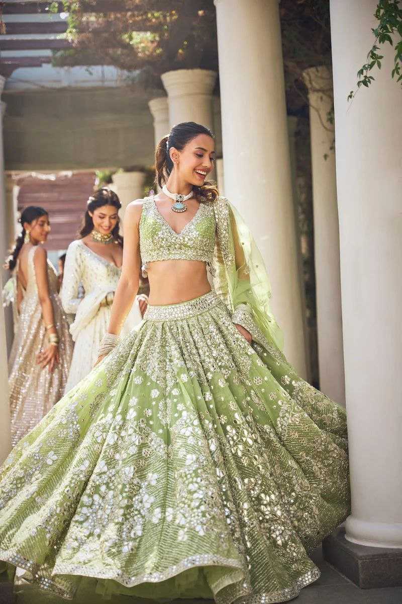 YNF FAUX GEORGETTE RIN121 1001 LEHENGAS WHOLESALE DESIGENR BRIDAL WEDDING GEORGETTE PECEPTION LEHENGAS MANUFACTURER - Deevit International