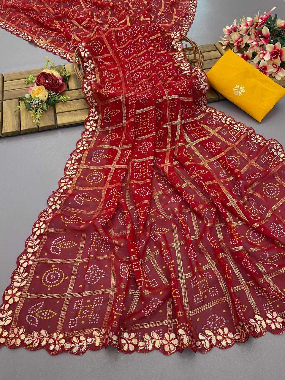 YNF GEORGETTE KESH155 STB06 SAREES WHOLESALE GEORGETTE GOTA PATTI VISCOSE SAREES MANUFACTURER