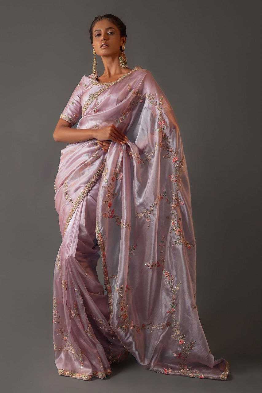 YNF JIMMY CHOO KESH188 9155 SAREES WHOLESALE JIMMY CHOO SEQUENCE EMBROIDERED CUTWORK PINK SAREES MANUFACTURER