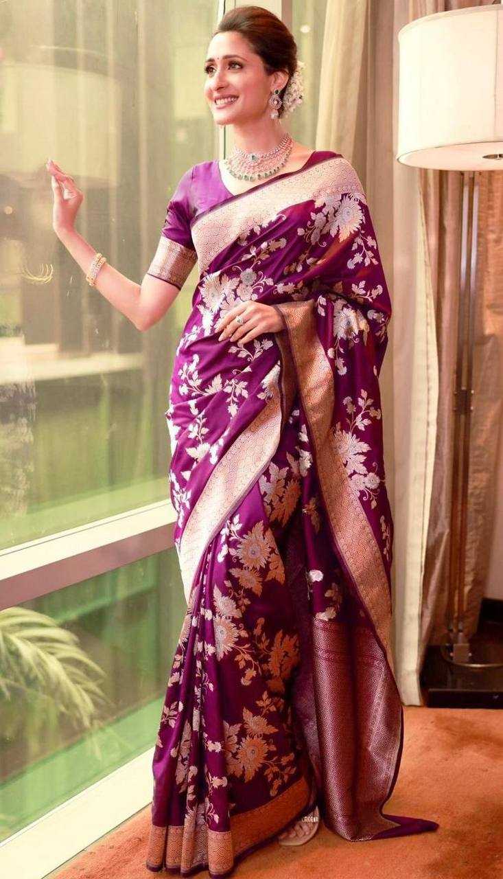 YNF LICHI SILK KESH162 VRT103 SAREES WHOLESALE ZARI BORDER SILK PURPLE SAREES MANUFACTURER - Deevit International