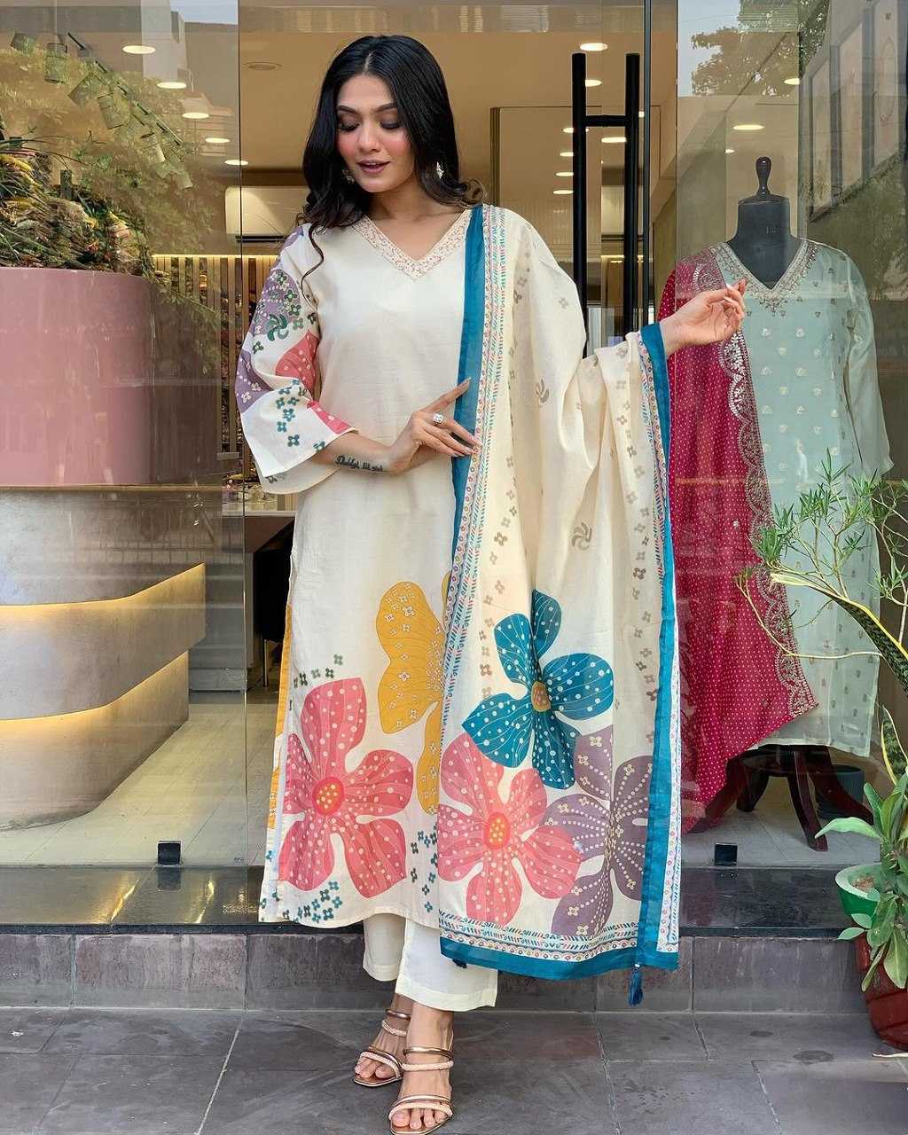 YNF MUSLIN KESH164 G56 SUITS & DRESSES WHOLESALE PRINTED LONG KURTI WHITE SALWAR SUITS MANUFACTURE - Deevit International