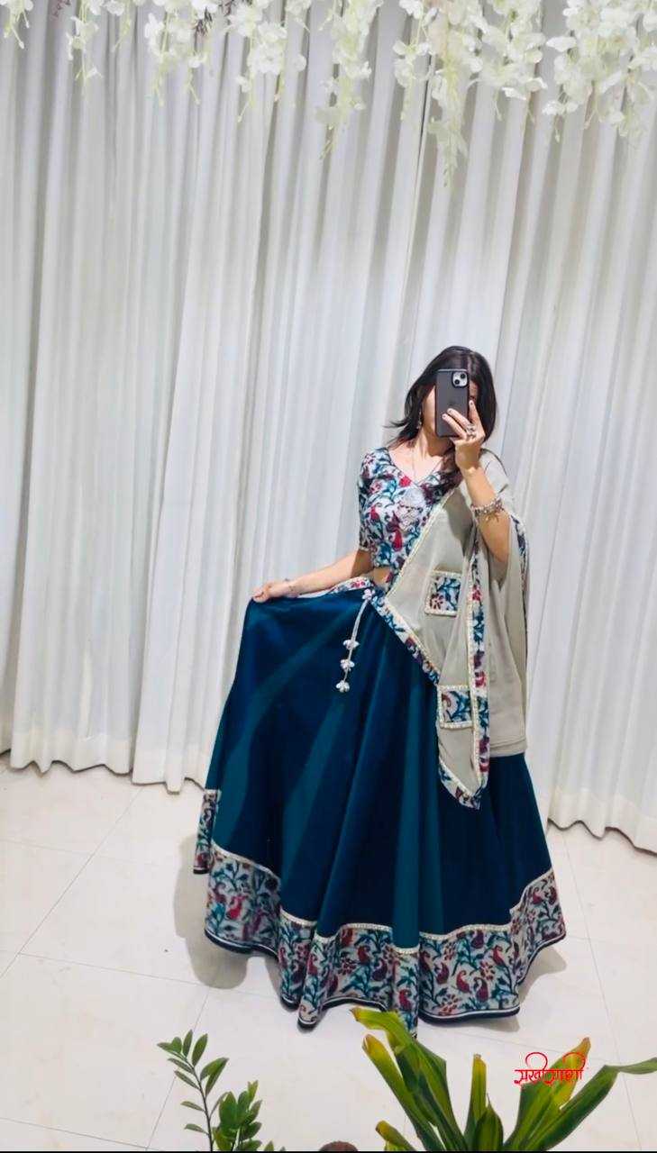 YNF MUSLIN KESH224 199 LEHENGAS WHOLESALE PRINTED LEHENGA WITH DUPATTA  LEHENGA WITH BLOUSE BLUE LEHENGAS  MANUFACTURER