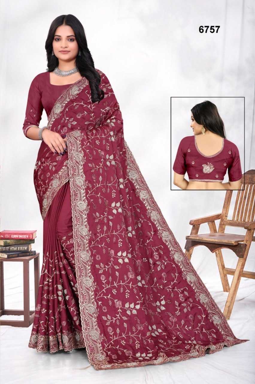 YNF SATIN KESH114 6757 SAREES WHOLESALE DESIGNER EMBROIDERED CUT WORK ZARI SATIN SAREES MANUFACTURER - Deevit International