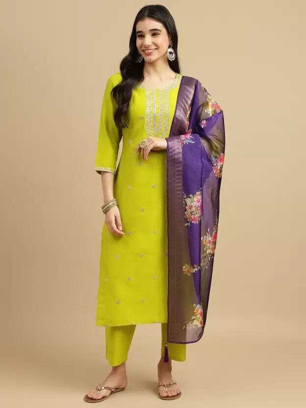 YNF SILK KESH214 259 SUIT & DRESSES WHOLESALE LADIES SILK EMBROIDERY SUITS MANUFACTURER