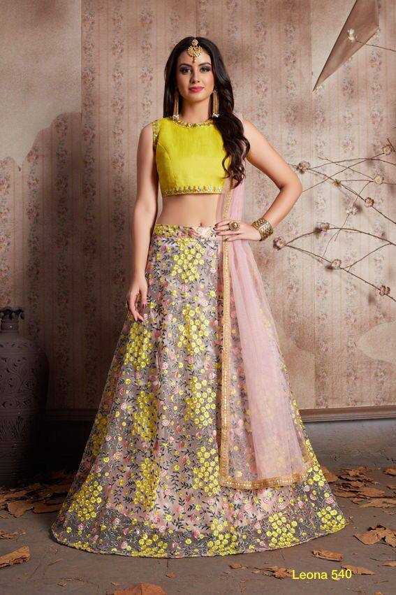 YNF SOFT NET RIN131 540 LEHENGAS WHOLESALE NET FANCY EMBROIDERED LEHENGAS MANUFACTURER