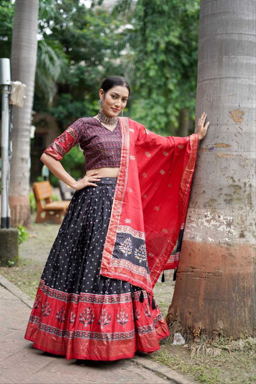 YNF TUSSAR SILK KESH187 Tree bandhni LEHENGAS WHOLESALE SILK TRADITIONAL PRINTED LEHENGA WITH DUPTTA WEDDING LEHENGAS MANUFACTURER - Deevit International