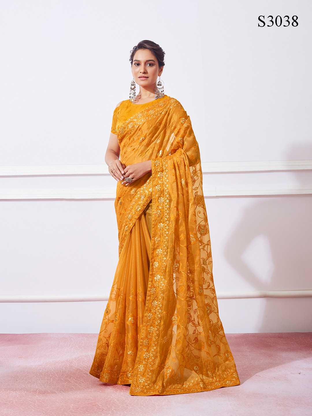 YNF ATTACHEAD KESH236 VANDINI S3038 SAREES WHOLESALE PARTY WEAR SEQUENCE EMBROIDERED SAREES EMBROIDERY SEQUENCE MANUFACTURER - Deevit International