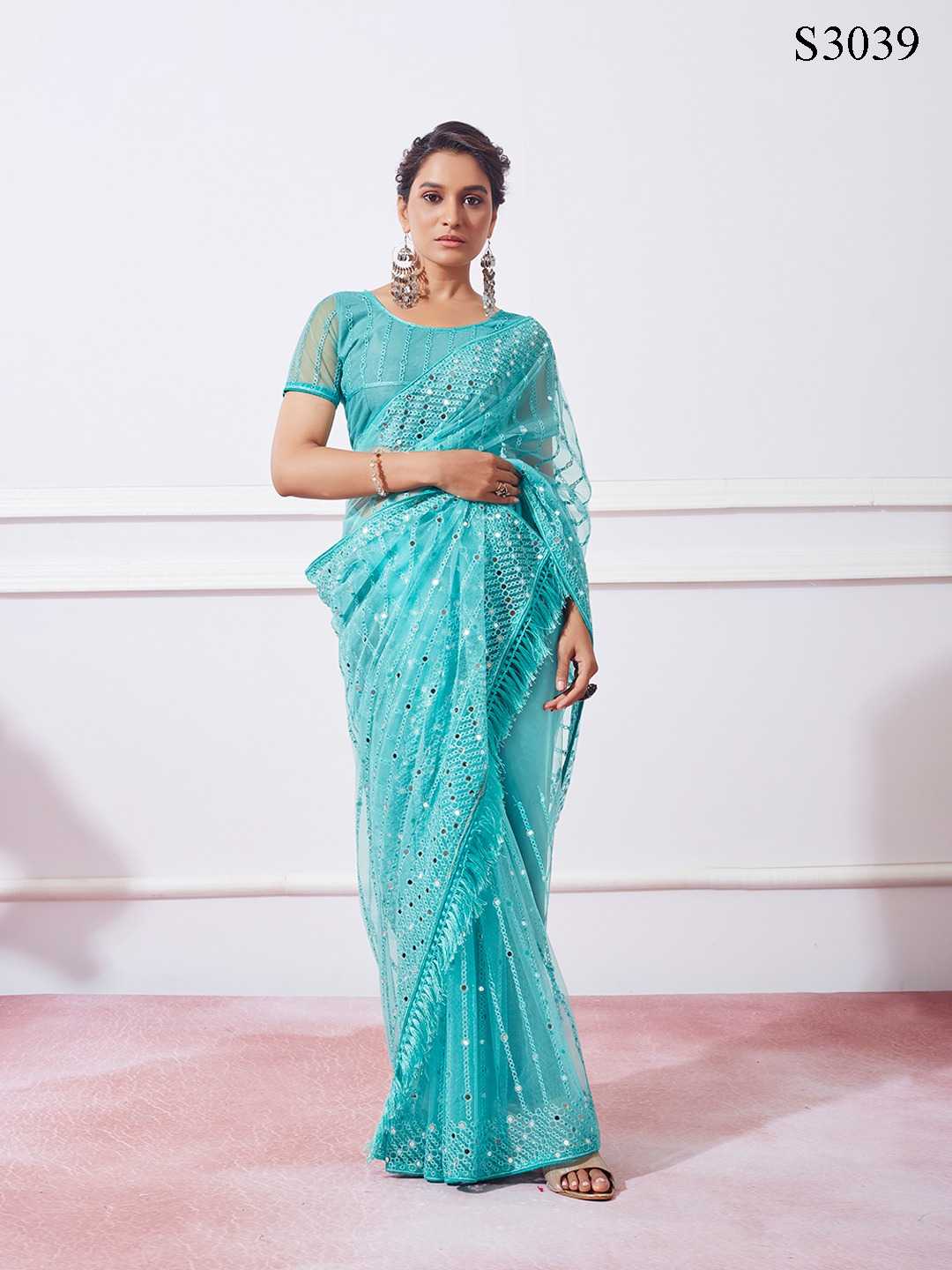 YNF ATTACHEAD KESH236 VANDINI S3039 SAREES WHOLESALE PARTY WEAR SEQUENCE EMBROIDERED SAREES EMBROIDERY SEQUENCE MANUFACTURER - Deevit International