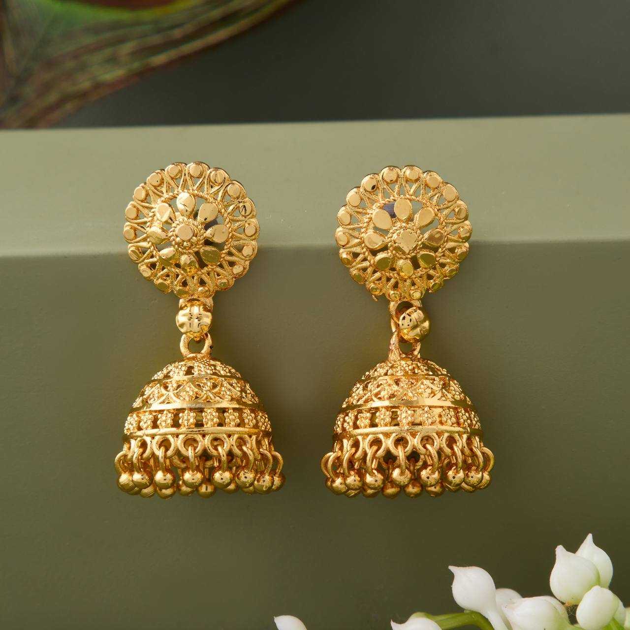 YNF BRASS KESH191 KAC341 B WOMENS JEWELLERY WHOLESALE KUNDAN JHUMKA EARRINGS MANUFACTURE - Deevit International