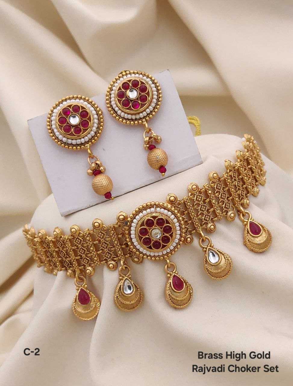 YNF BRASS KESH193 ROR134 WOMENS JEWELLERY WHOLESALE CHOKER NECKLACES KUNDAN NECKLACES SET MANUFACTURER - Deevit International