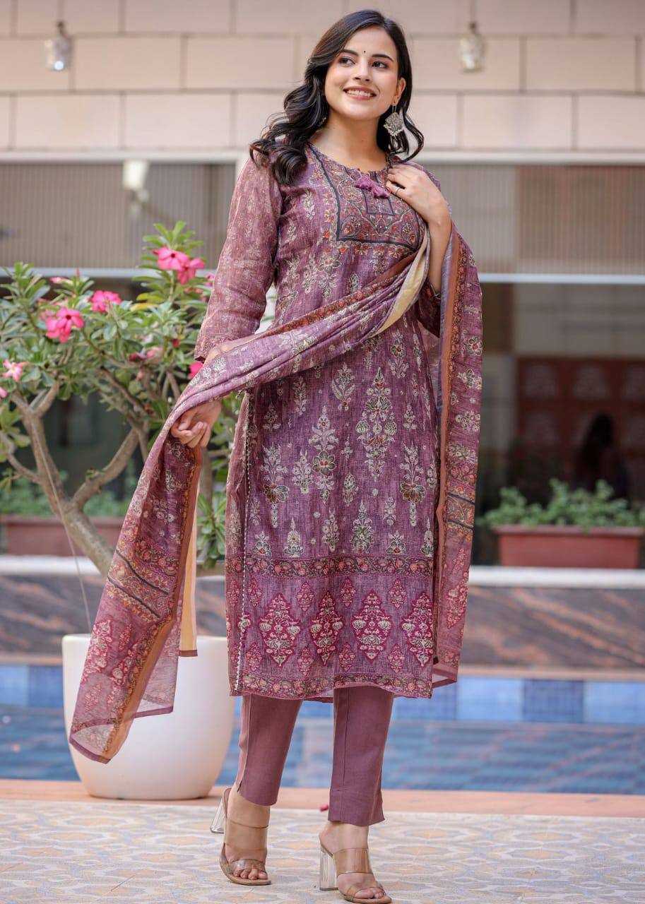 YNF CHANDERI SILK RIN131 012MANSA SUITS & DRESSES LADIES PRINTED CHANDERI LONG KURTI SUITS MANUFACTUR - Deevit International