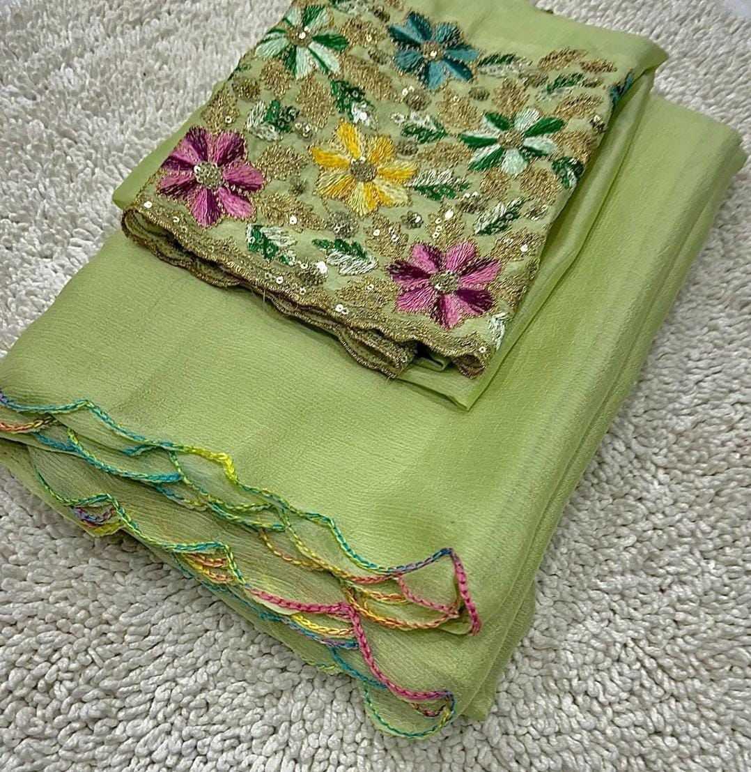 YNF CHIFFON KESH195 KRF33 SAREES WHOLESALE CHIFFON PLAIN CUTWORK SAREES MANUFACTURER - Deevit International