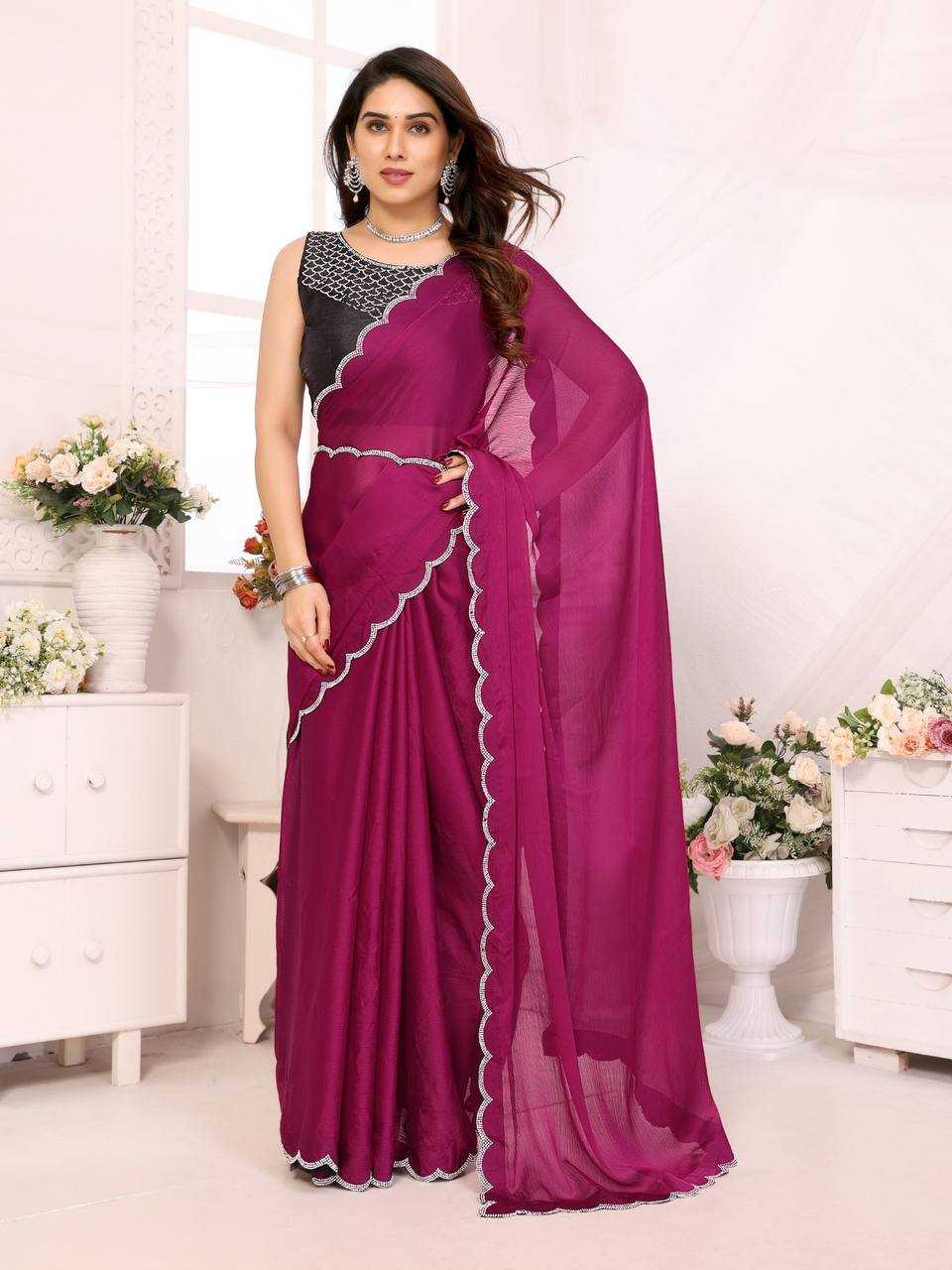 YNF CHIFFON KESH245 RNF14 SAREES WHOLESALE CHIFFON PARTY WEAR SEQUNIS STONE WORK SAREES MANUFACTURER - Deevit International