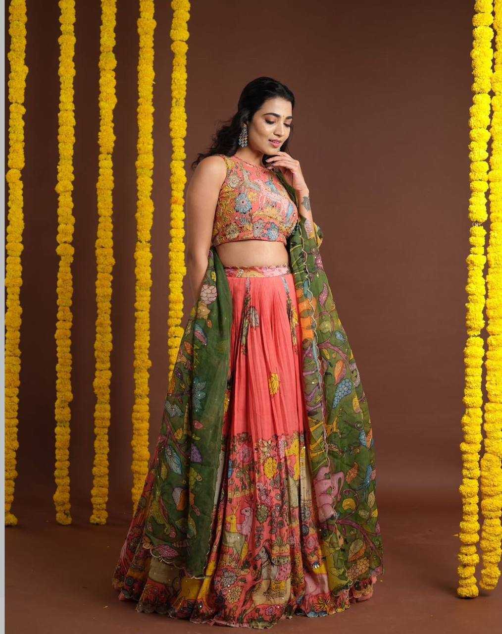 YNF COTTON KESH119 467 LEHENGAS WHOLESALE KALAMKARI PRINTED LEHENGA S EMBROIDERY LEHENGAS  WITH BLOUSE AND DUPATTA MANUFACTURER - Deevit International