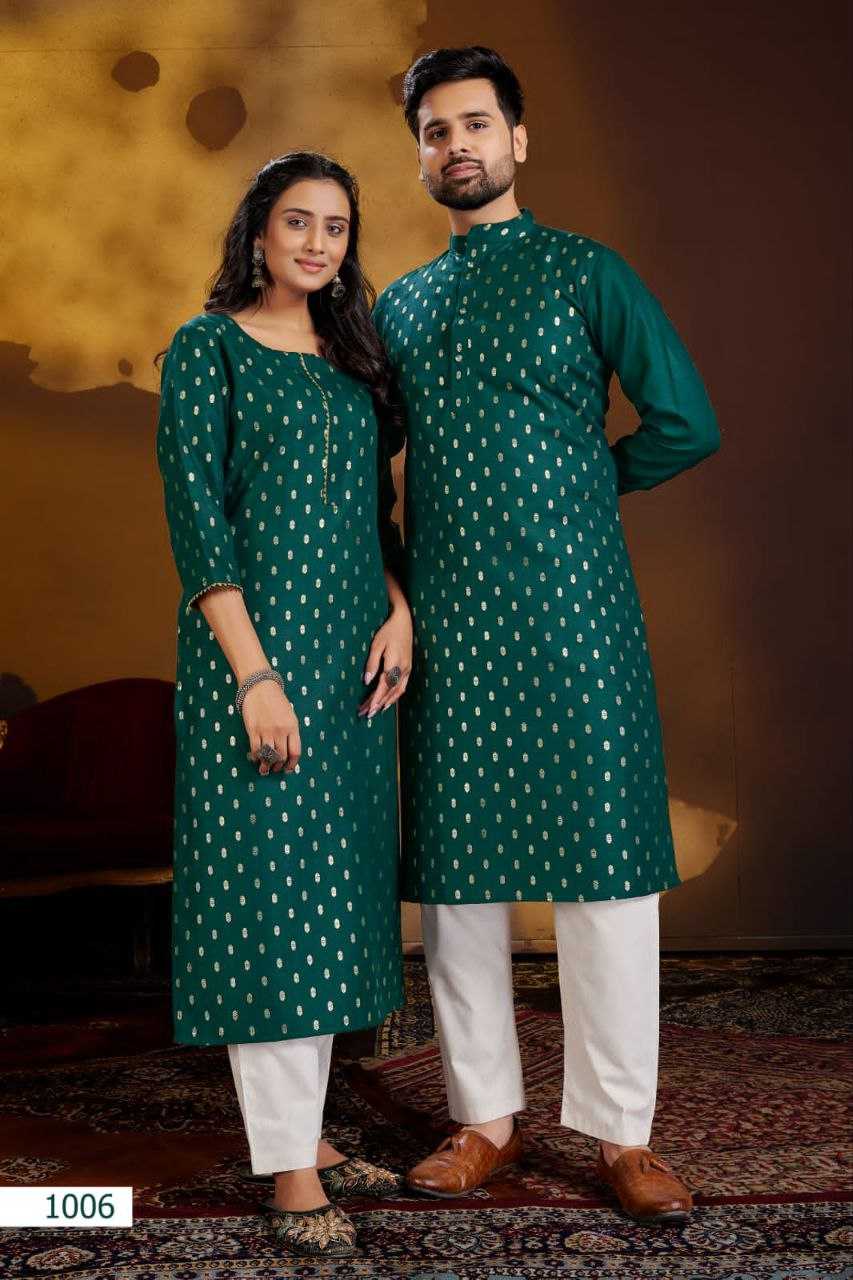 YNF COTTON KESH246 Couple Dream COUPLE WEAR WHOLESALE MENS KURTA PAYJAM & FEMALE KURTIS BOTTOM MANUFACTURER - Deevit International