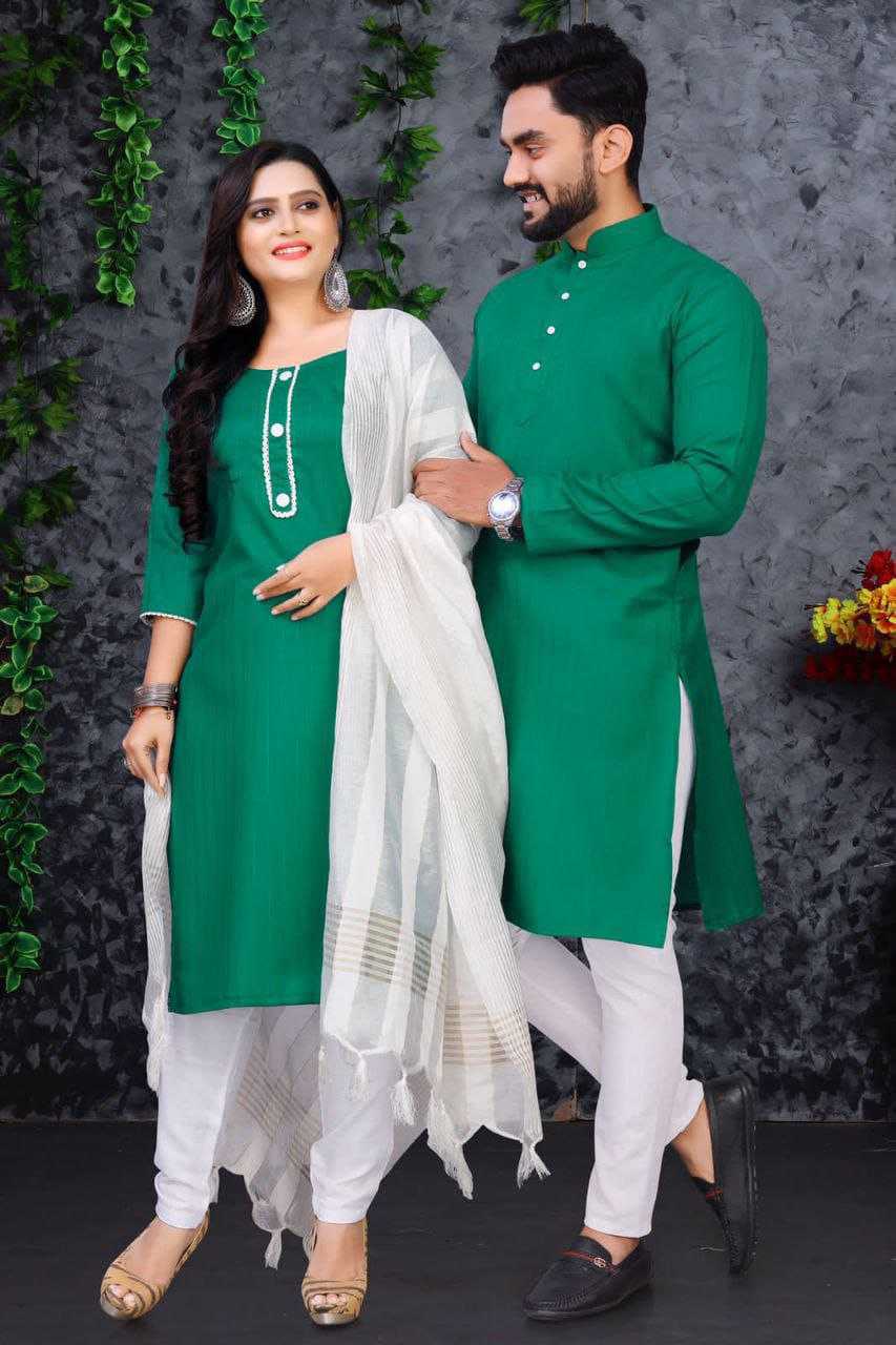 YNF COTTON RIN173 SNX01 COUPLE WEAR WHOLESALE MENS KURTA PAYJAM & FEMALE KURTIS BOTTOM MANUFACTURER - Deevit International