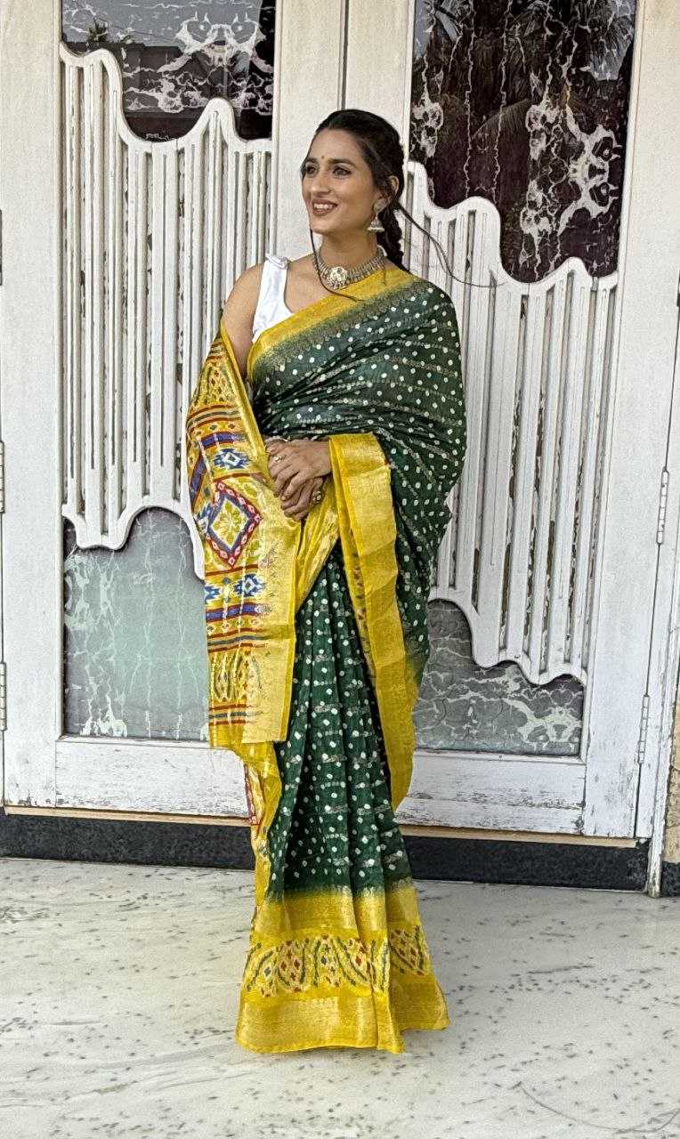 YNF COTTON SILK KESH117 RWC80 SAREES WHOLESALE COTTON BANDHANI JACQUARD SILK SAREES MANUFACTURER - Deevit International