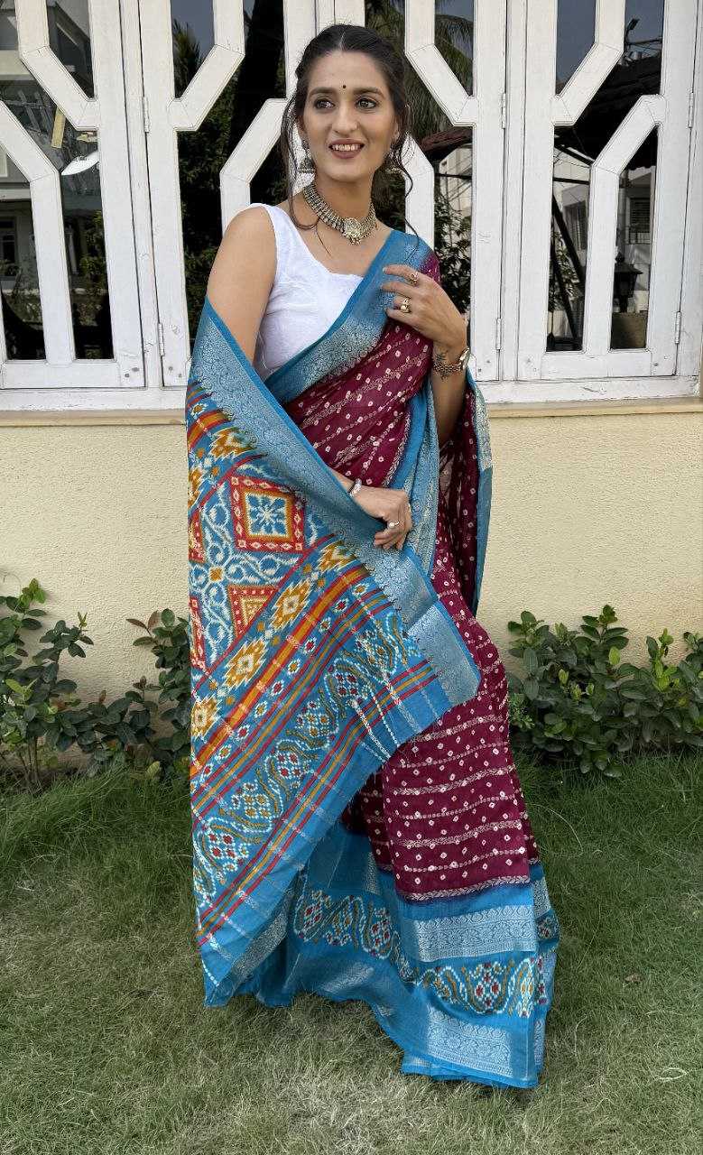 YNF COTTON SILK KESH117 RWC82 SAREES WHOLESALE COTTON BANDHANI JACQUARD SILK SAREES MANUFACTURER - Deevit International