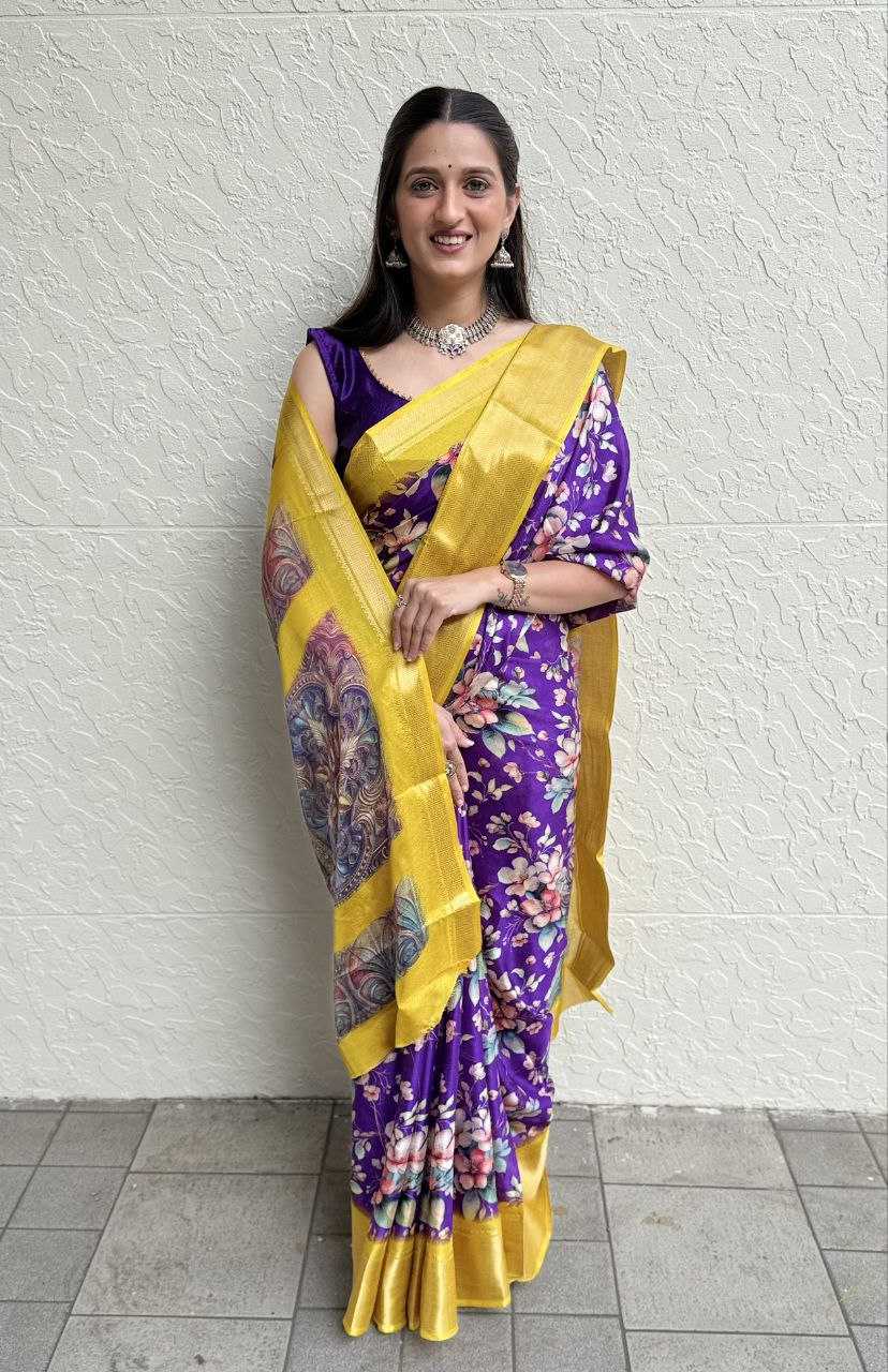 YNF DOLA SILK KESH117 RWC103 SILK SAREES WHOLESALE FESTIVAL SILK DOLA SILK ZARI BORDER SILK PRINTED SILK SAREES MANUFACTURER - Deevit International