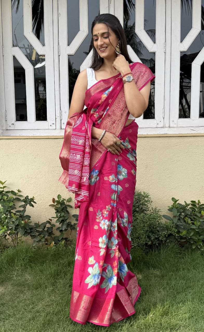 YNF DOLA SILK KESH117 RWC38 SILK SAREES WHOLESALE DOLA SILK ZARI BORDER SILK PRINTED PINK SILK SAREES MANUFACTURER - Deevit International