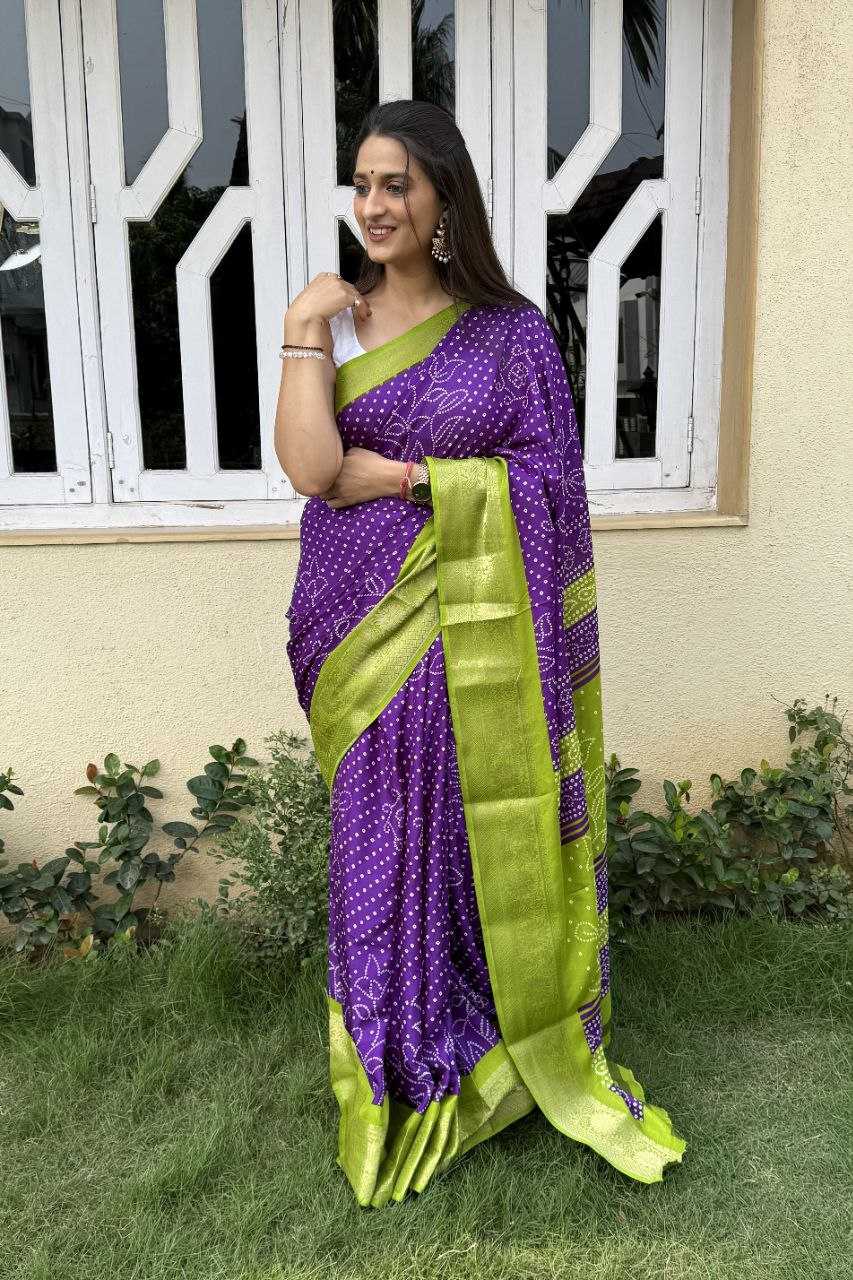 YNF DOLA SILK KESH117 RWC41 SILK SAREES WHOLESALE DOLA SILK ZARI BORDER SILK UNIFORM BANDHANI PURPLE SILK SAREES MANUFACTURER - Deevit International